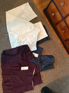 Lot of 3 Zara White, Navy & Deep Plum Pants Trio